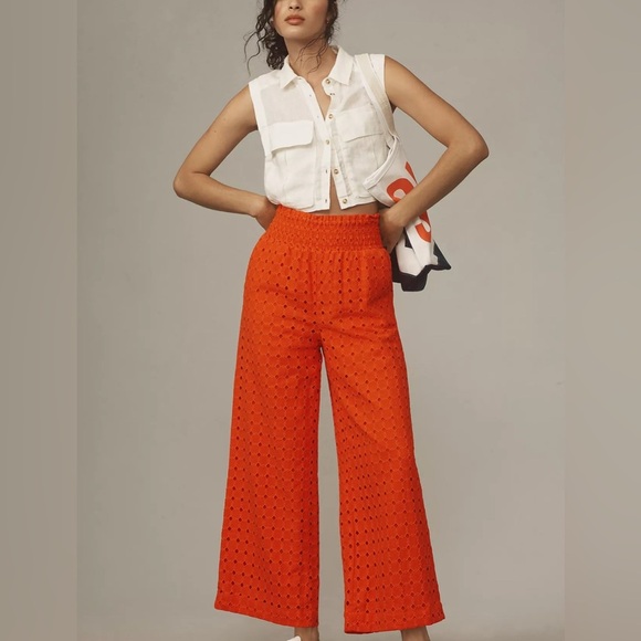 Maeve Pants - Maeve Eyelet Wide-Leg Pants Sz sm